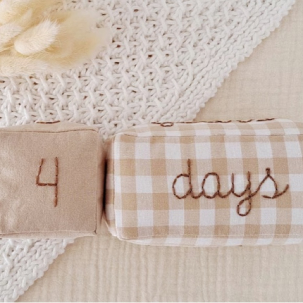 Charming Beige Checkered Baby Blocks